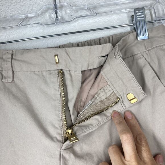 Zadig & Voltaire Pants Womens 36 Beige Tuxedo Stripe Gold Trim Casual Cotton - Picture 7 of 9